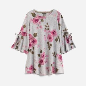 Super soft 3/4 sleeve pink rose print stretch Valentine dress